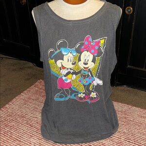 Disney Gray Tank Top with Colorful Minnie & Mickey Graphic